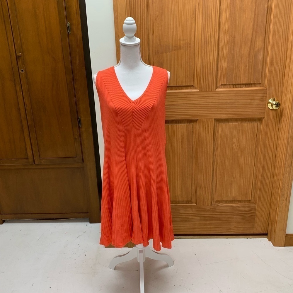 Wendy Williams size 1X sleeveless knit tangerine plus size dress 21 in pit pit